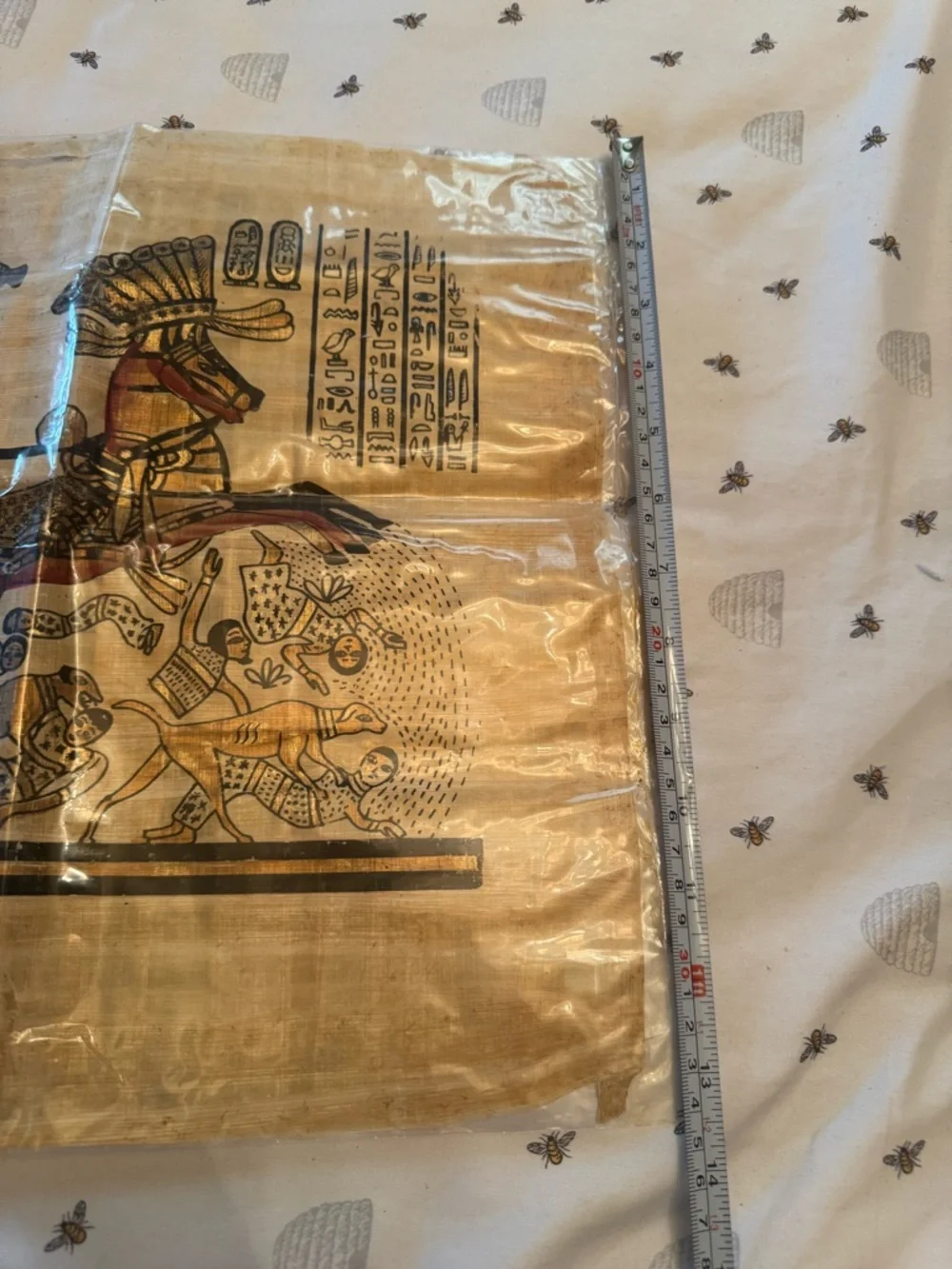 Egyptian Horse and Chariot Wall Art - Natural Papyrus Print in Brown and Black